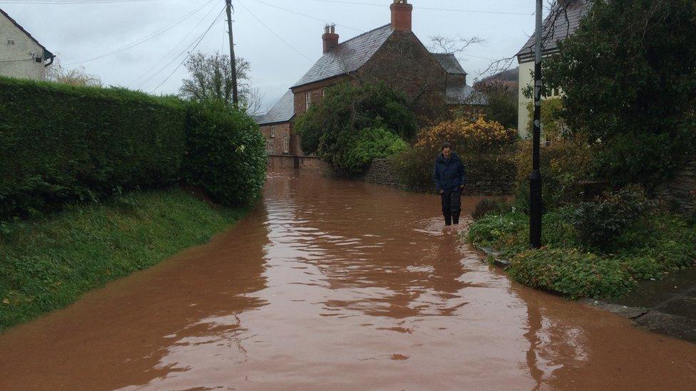 Rising waters in Skenfrith, Monmouthshire