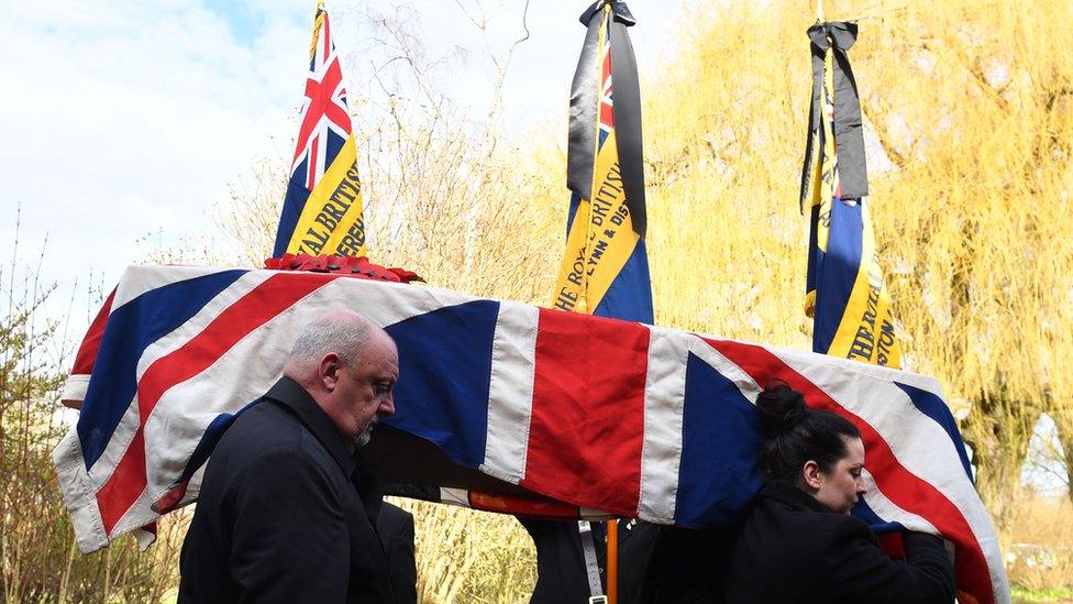 Coffin arriving at funeral