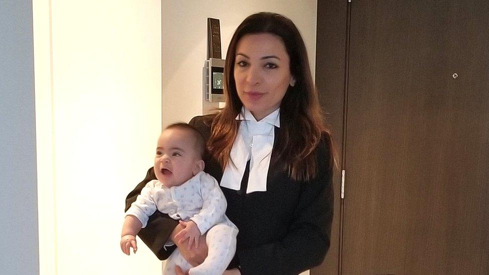 Leena Yousefi and her daughter at home in Vancouver, Canada.