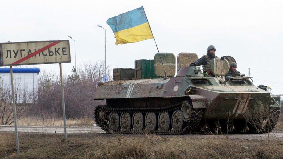 Ukrainian armoured vehicle in Donetsk region, Feb 2015 file pic