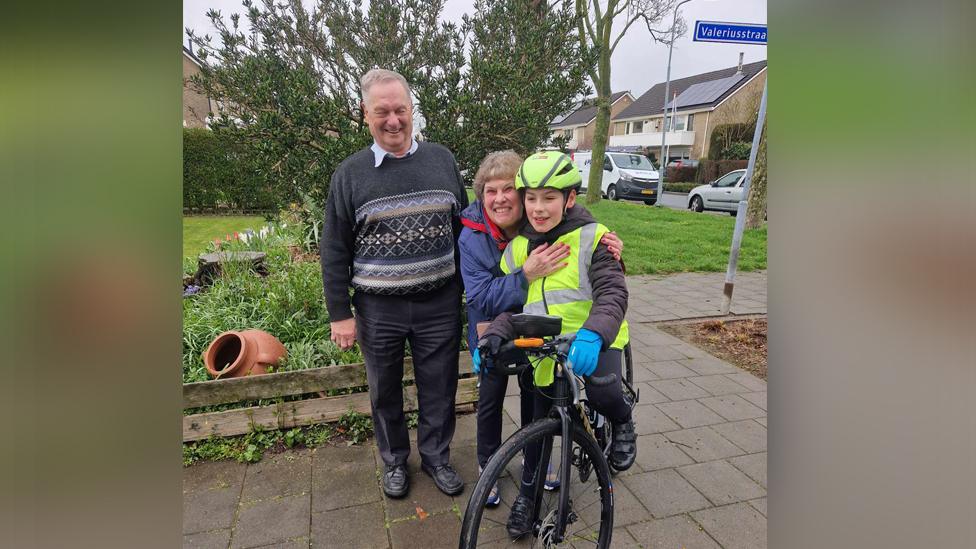 Joel and his grandparents in the Netherlands