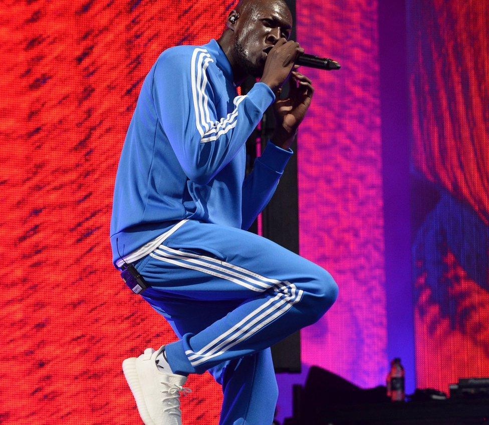 Stormzy performing at Glastonbury