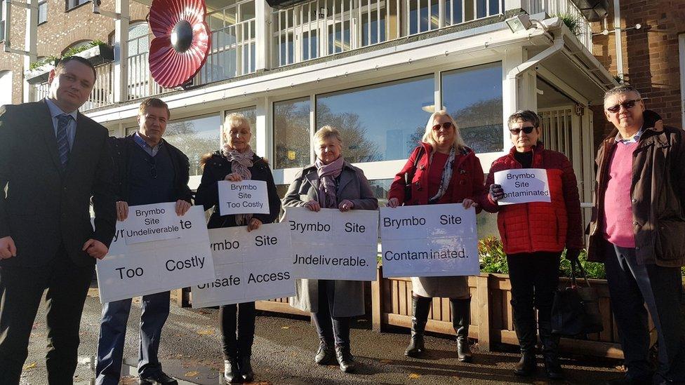 People from Brymbo protest at Wrexham council against plans for a traveller site