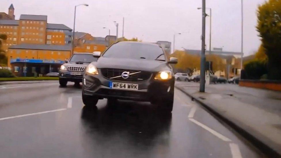 Video of the car before it collided with the cyclist