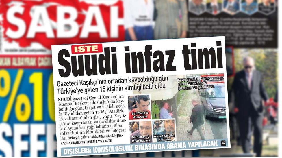 Front cover of Turkish newspaper Sabah