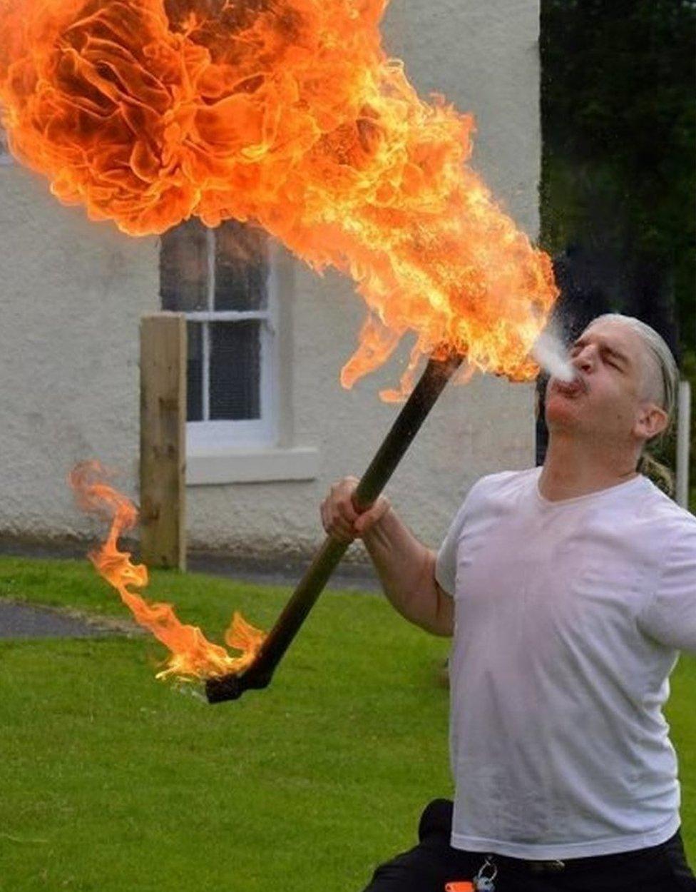 Chris fire breathing