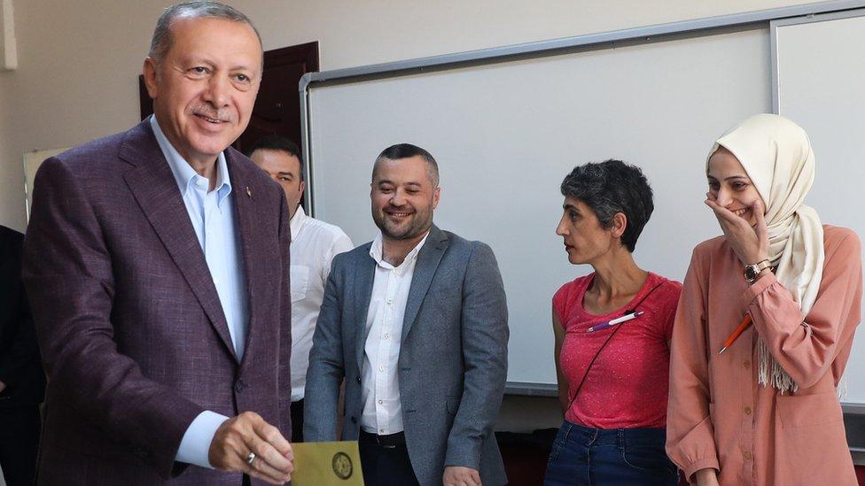 President Erdogan voting in Istanbul election - 23 June