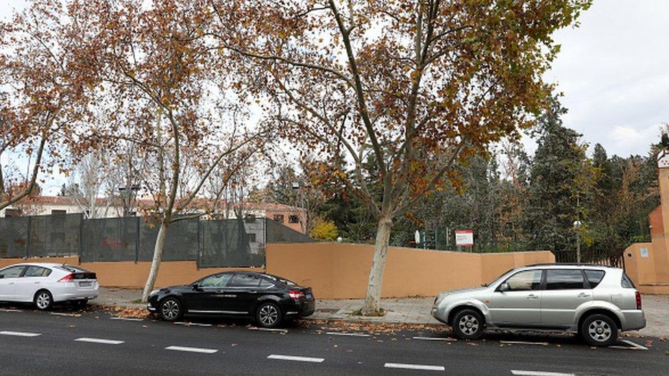 Police are investigating the throwing of a grenade into the courtyard of a Madrid migrant centre, pictured here