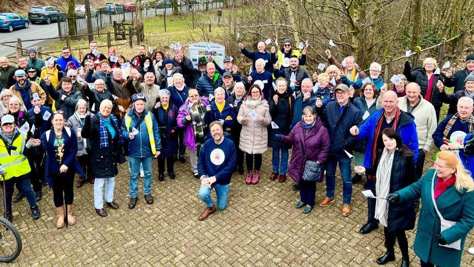 Martin Roberts with supporters of the Rhondda Tunnel Society