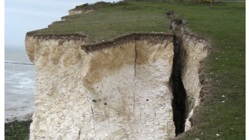 Crack in cliffs at Seven Sisters