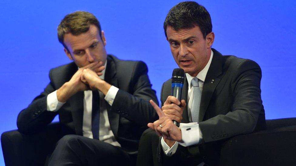 File pic 2015: French Economy and Industry minister Emmanuel Macron (L) and French Prime minister Manuel Valls in the French northern city of Boulogne-sur-Mer