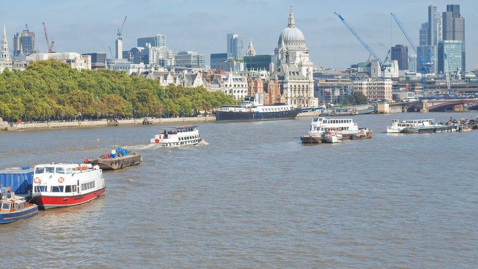 View of River Thames toward St Pauls