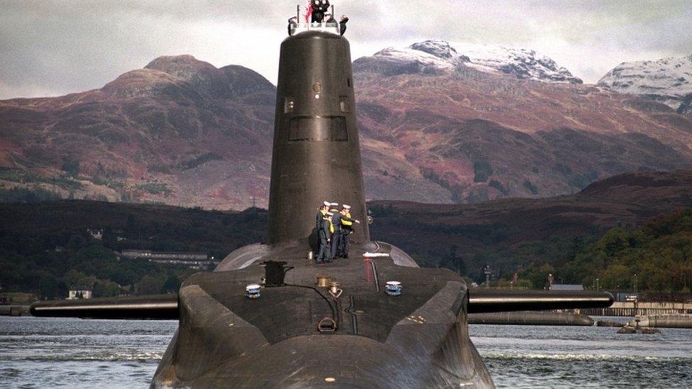 Vanguard submarines carrying the Trident nuclear warheads