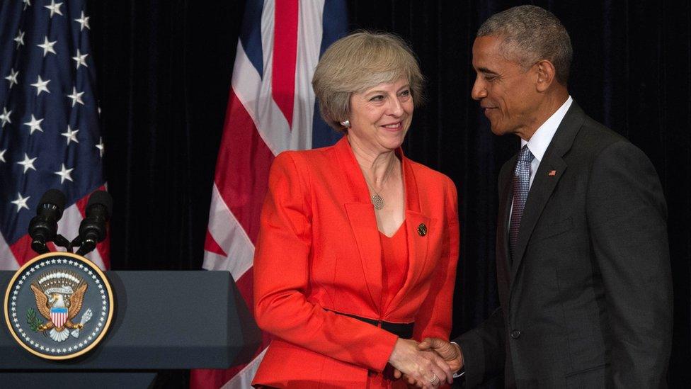 Theresa May and Barack Obama