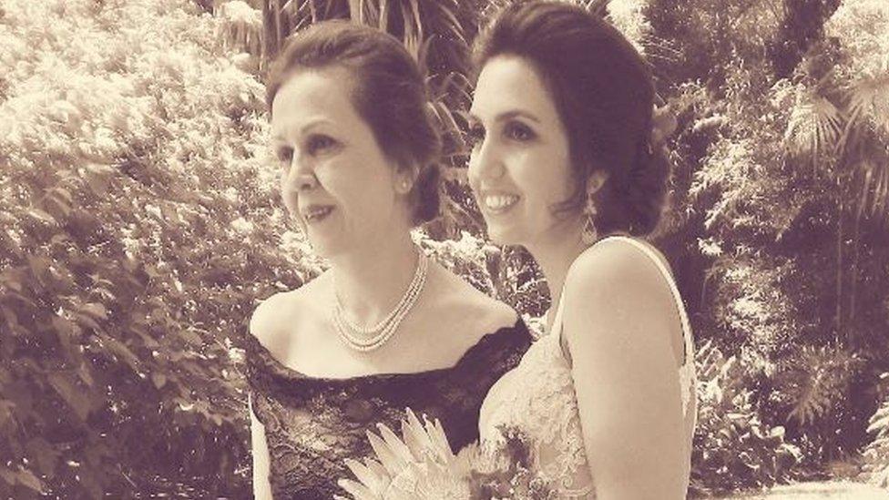 Mahtab Sima with her mother