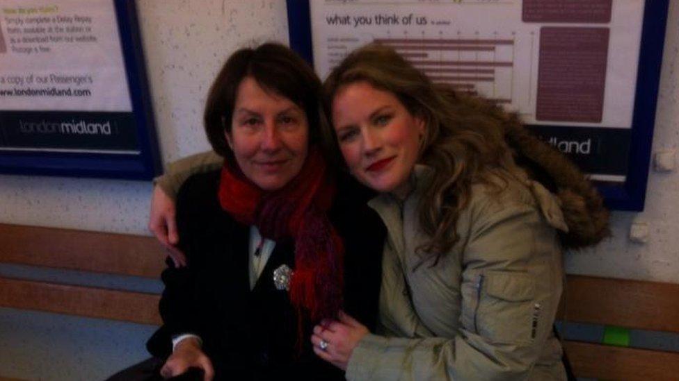 Kerry Hillier sits with her mother