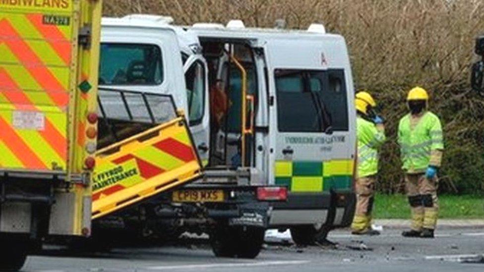 scene of the crash on A470