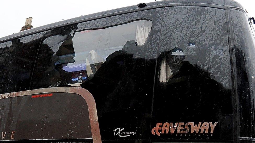 The damaged bus