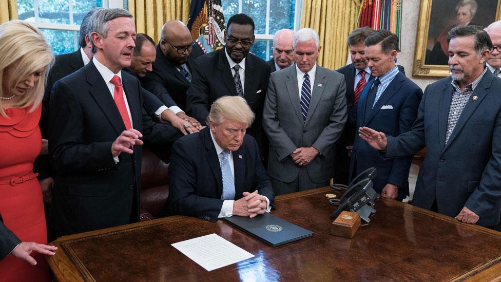 Trump with faith leaders in the Oval Office