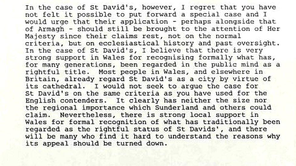 Excerpt from David Hunt's letter to Kenneth Baker