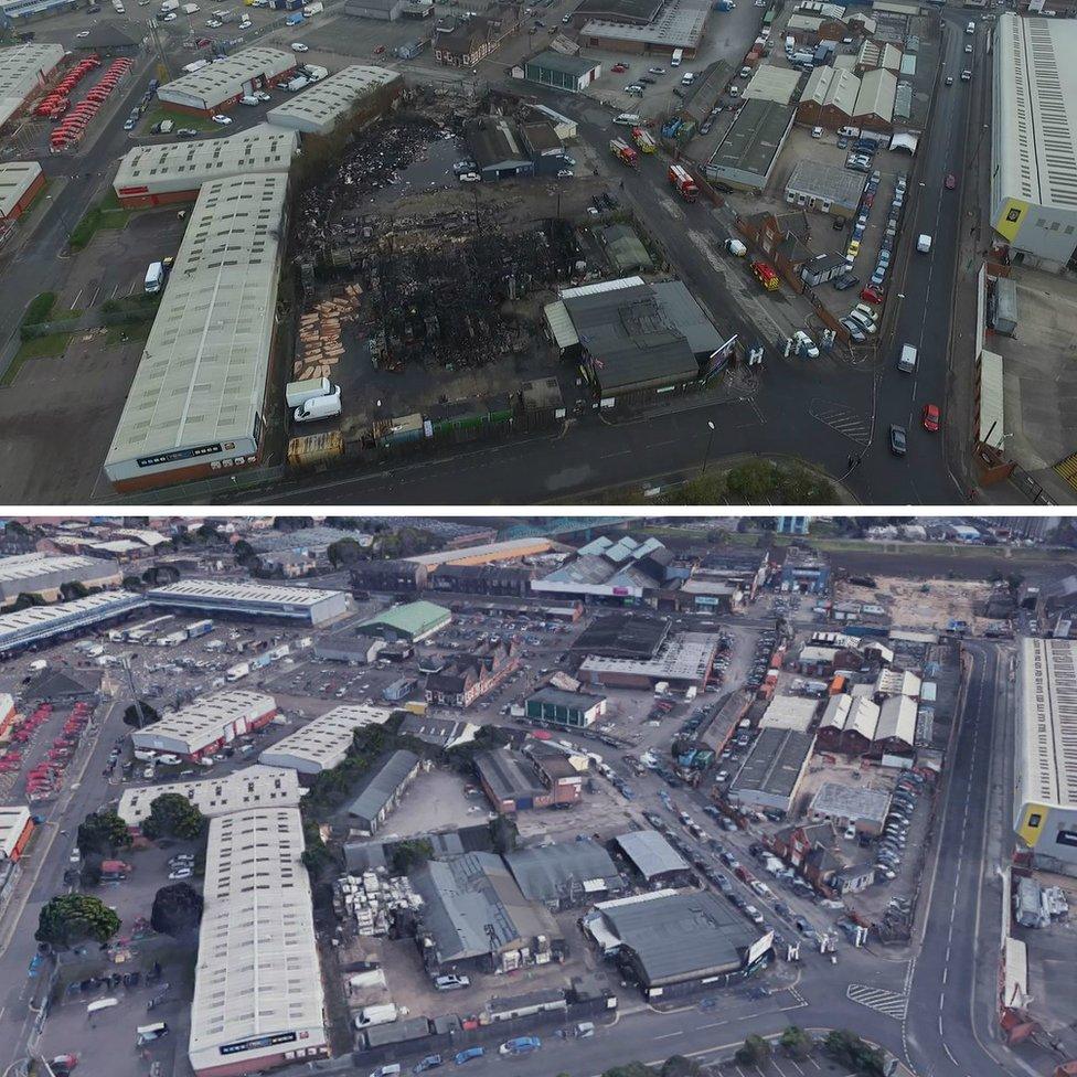 Nottingham Cattle Market fire off Meadow Lane