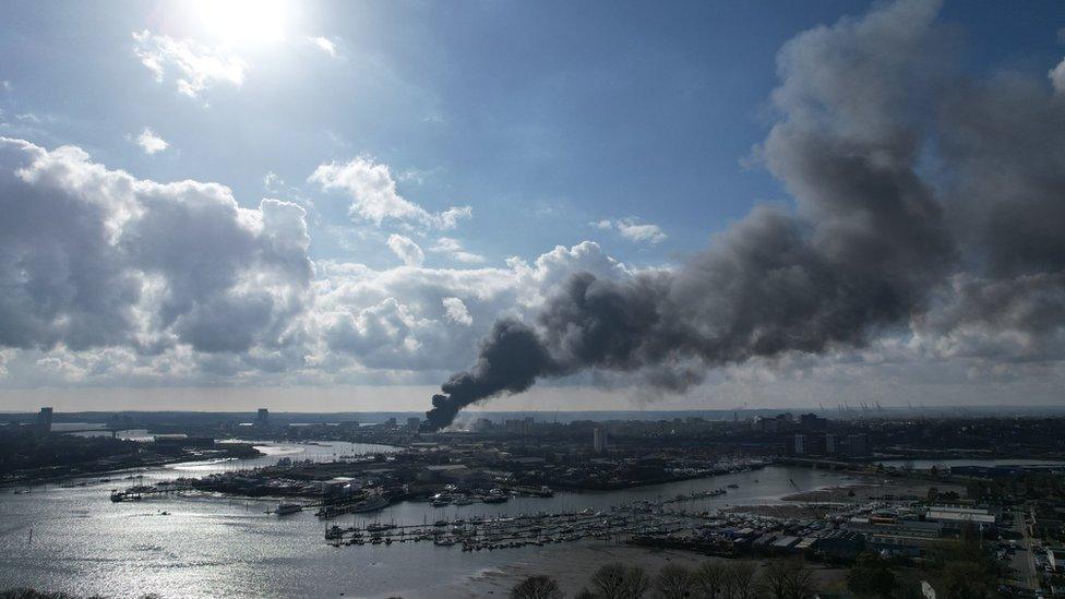 Smoke cloud over Southampton