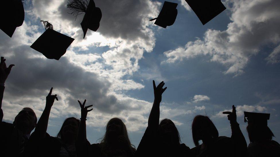 Students celebrating after graduating