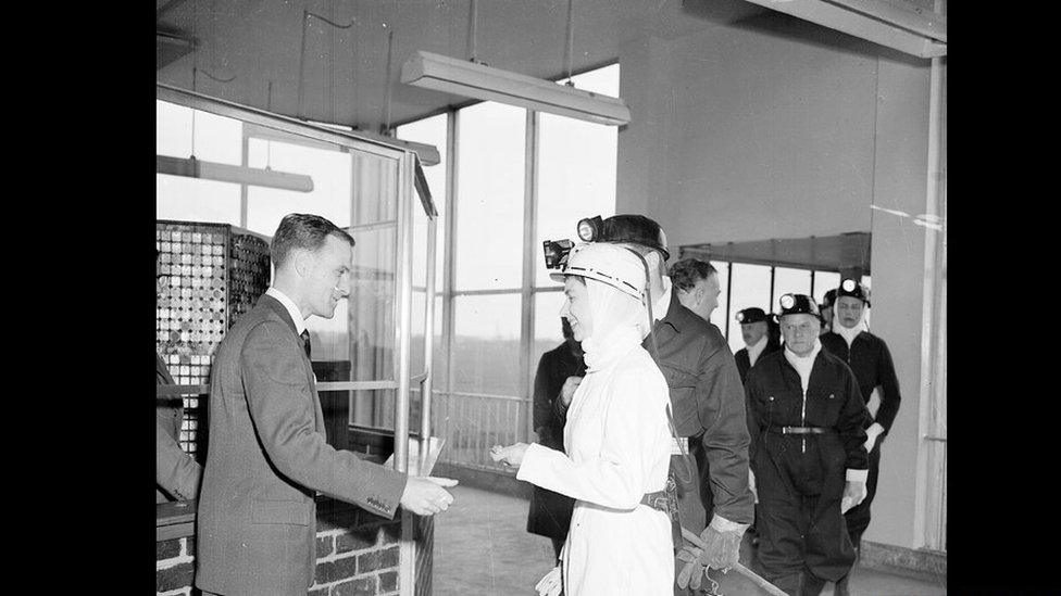 The Queen visits Rothes Colliery, near Kirkcaldy, in September 1954