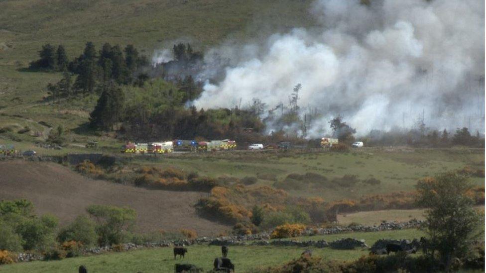 A number of fire engines attended the incident near Castlewellan