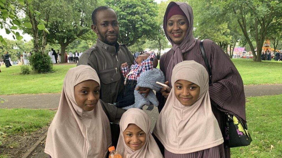 A family celebrating Eid