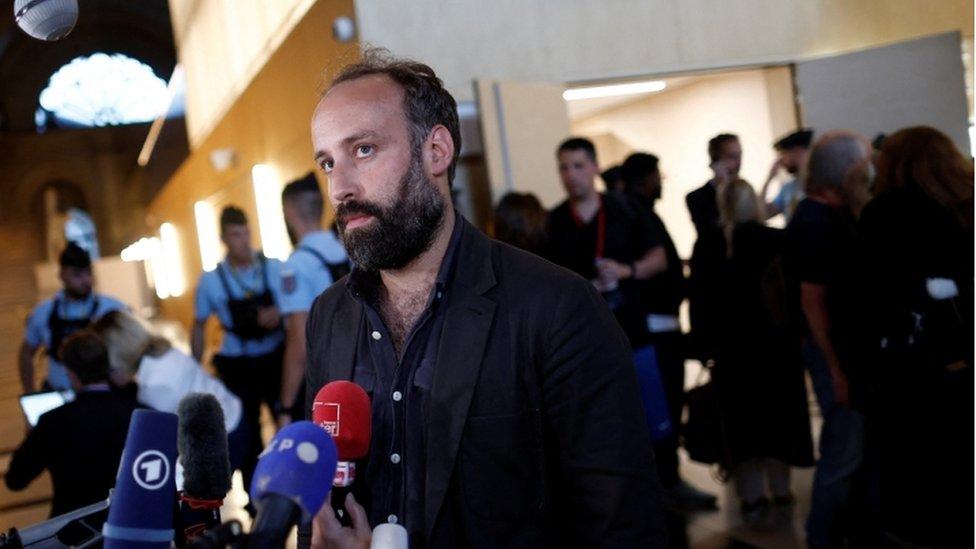 Arthur Dénouveaux, survivor of the Bataclan attack and president of the Life for Paris association, speaks to the media after the verdict