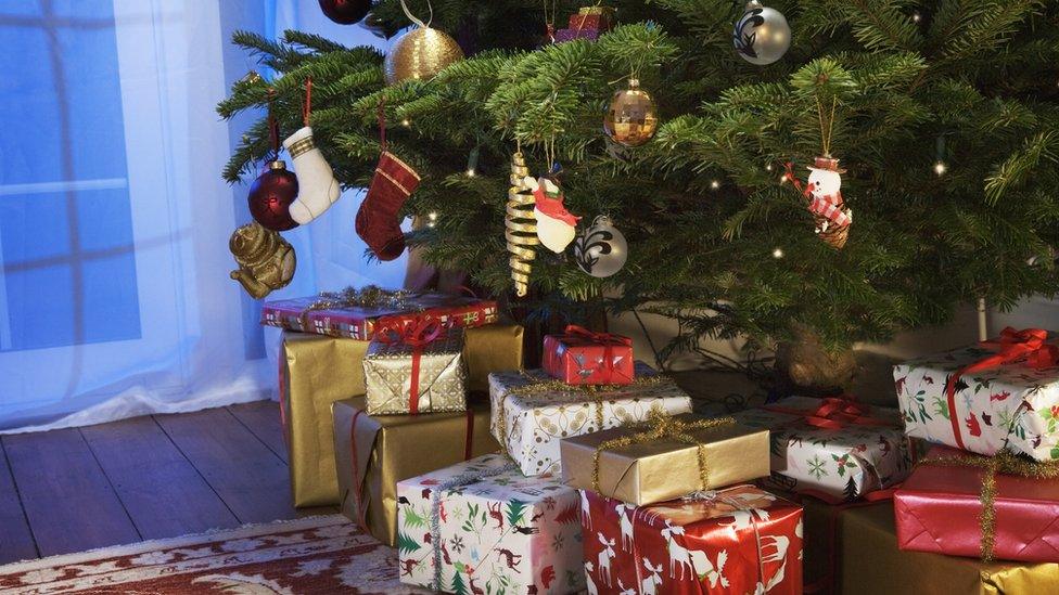 Christmas tree with presents underneath