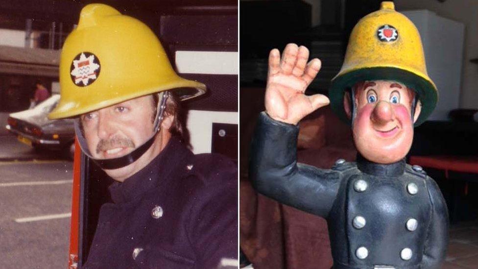 Fireman Sam creator David Jones and the firefighter figurine he created