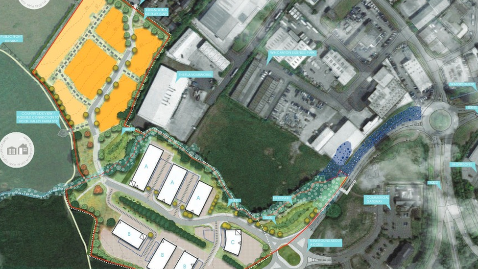 Proposed site of new housing and business development on A371 Lawrence Hill in Wincanton