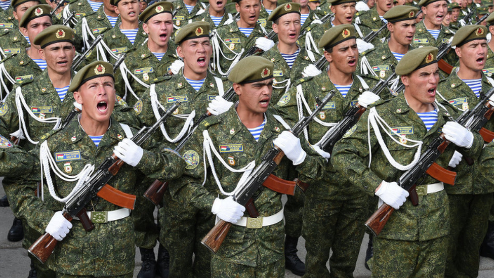 Tajik troops on parade