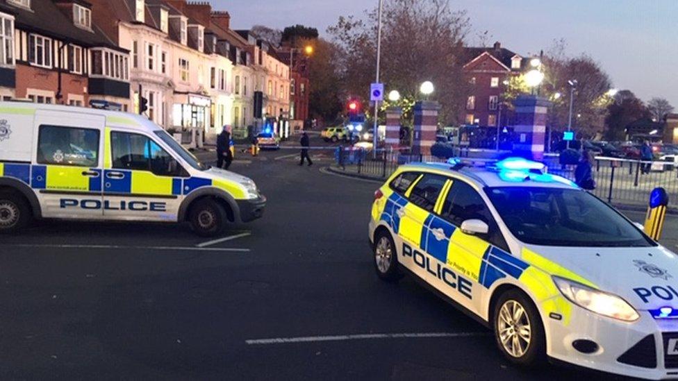 Police cars at the scene