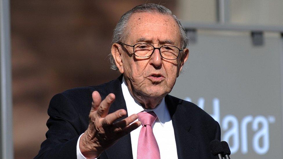 Architect Cesar Pelli delivers a speech during the Grand Opening of the CityCenter, Las Vegas, in December 2009