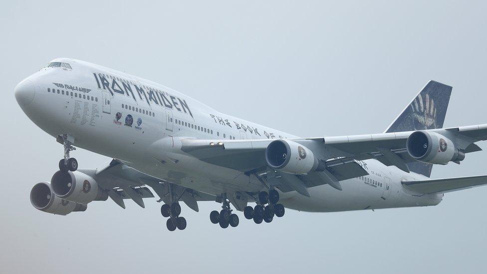 Iron Maiden's Ed Force One landing in Berlin