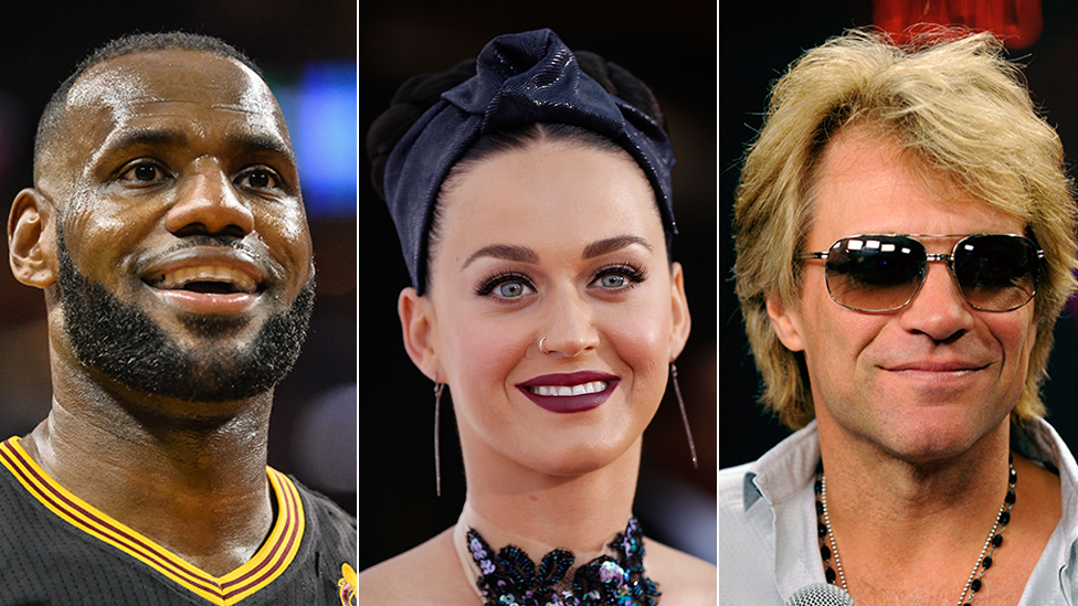 LeBron James, Katy Perry and Jon Bon Jovi