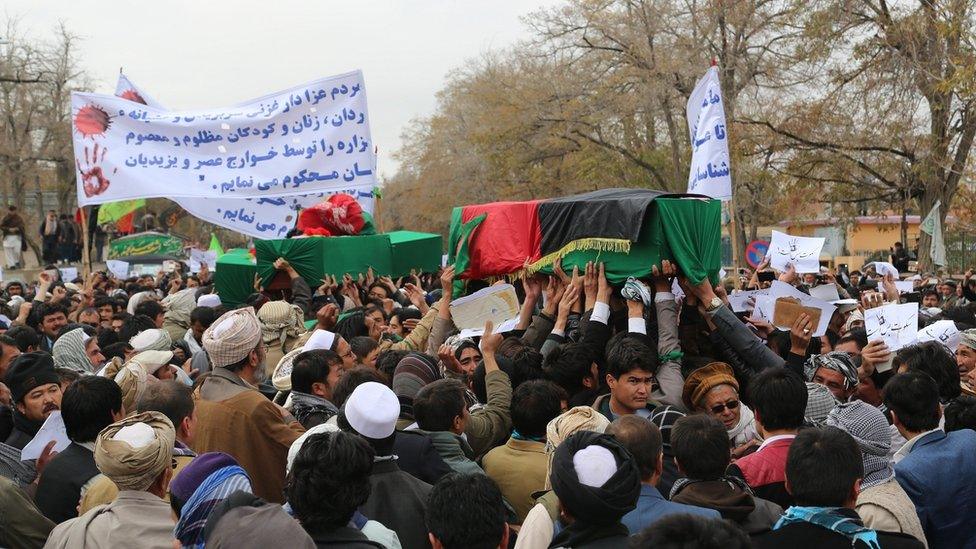 Protesters demanded more protection for the mainly Shia Hazara minority in Afghanistan