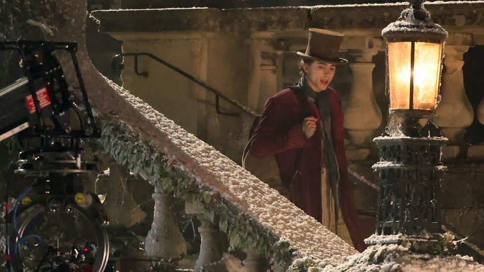 Timothée Chalamet filming for Wonka in Bath