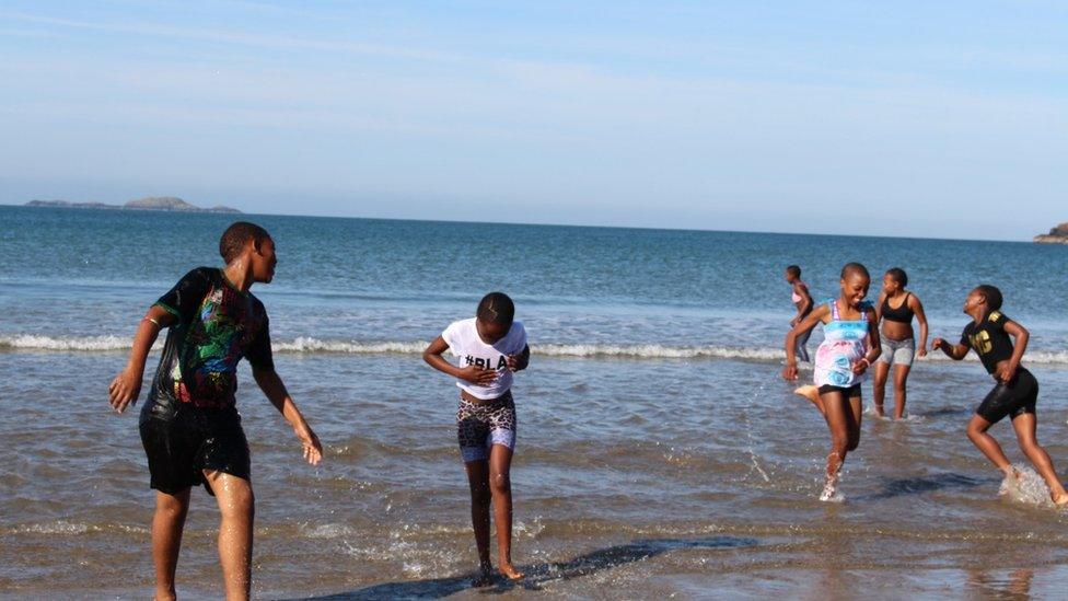 Children in sea at St Davids