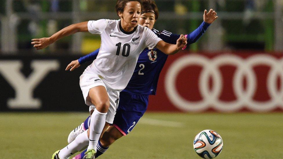 New Zealand striker Sarah Gregorius of New Zealand in action during the women's international friendly match against Japan on May 8, 2014 in Osaka, Japan