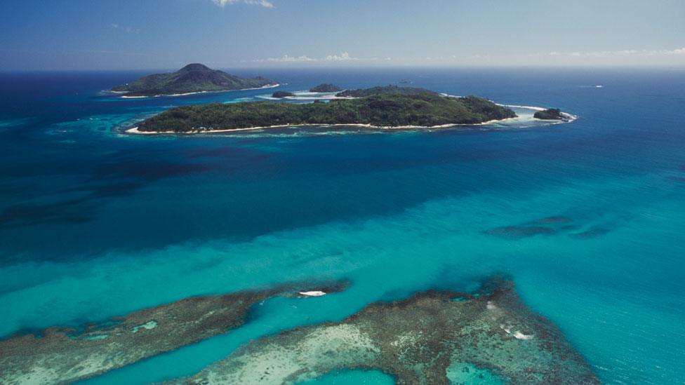 St Anne marine national park off Mahe island, aerial view, Seychelles