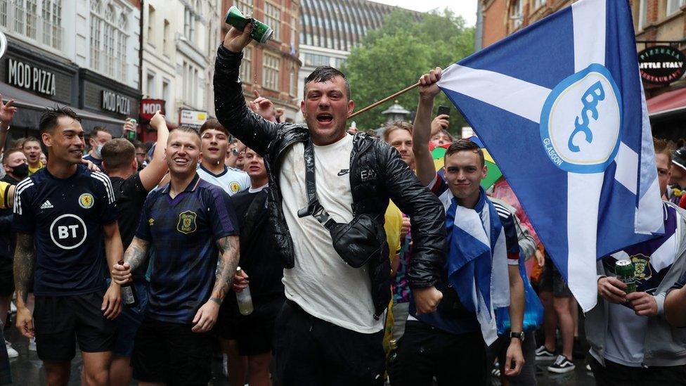 Fans in Leicester Square