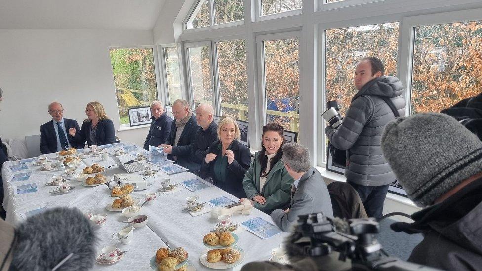 The first and deputy first ministers meet the Lough Neagh Partnership in Toome