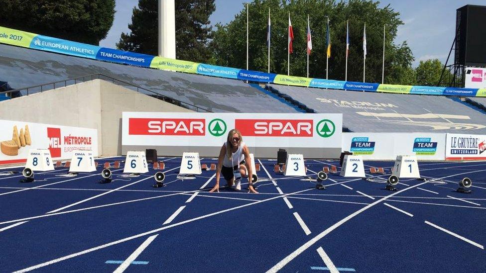 Vicki on the athletics track