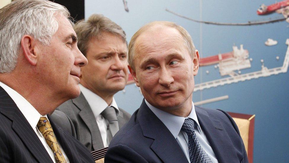 Rex Tillerson pictured meeting Vladimir Putin in 2012