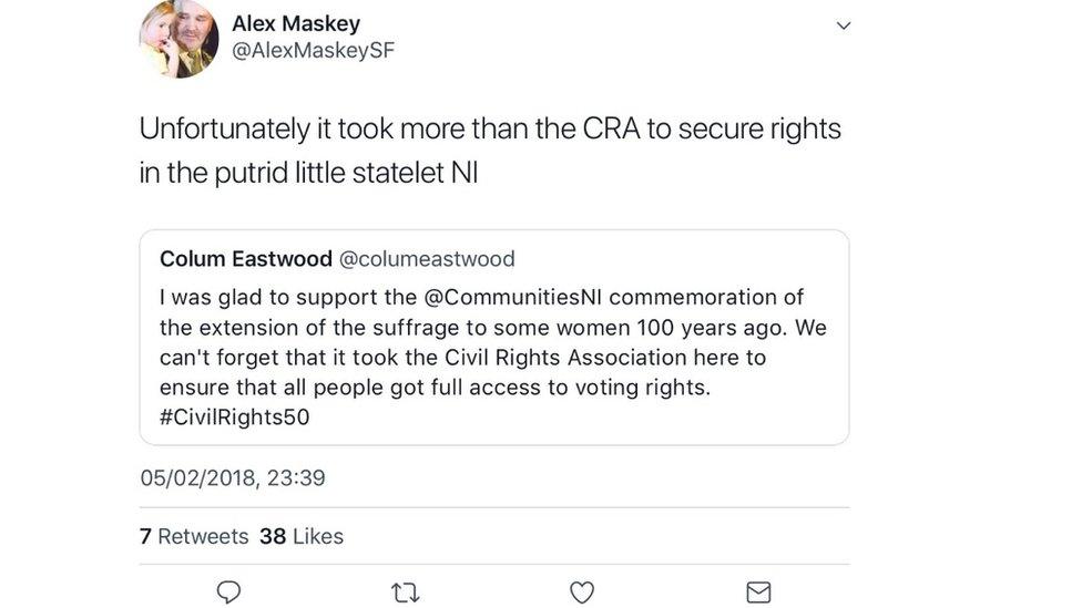 Alex Maskey Tweet