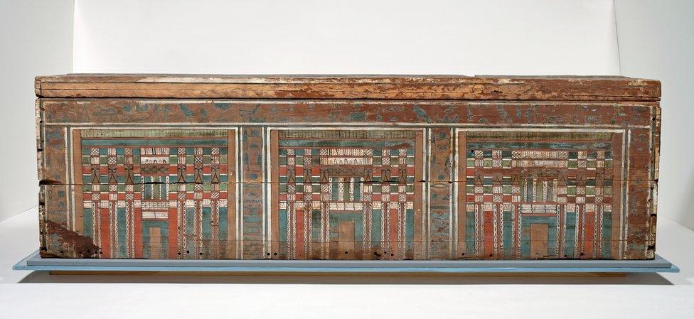 Wooden box coffin belonging to a woman called Nakht, about 1915 - 1870 BC